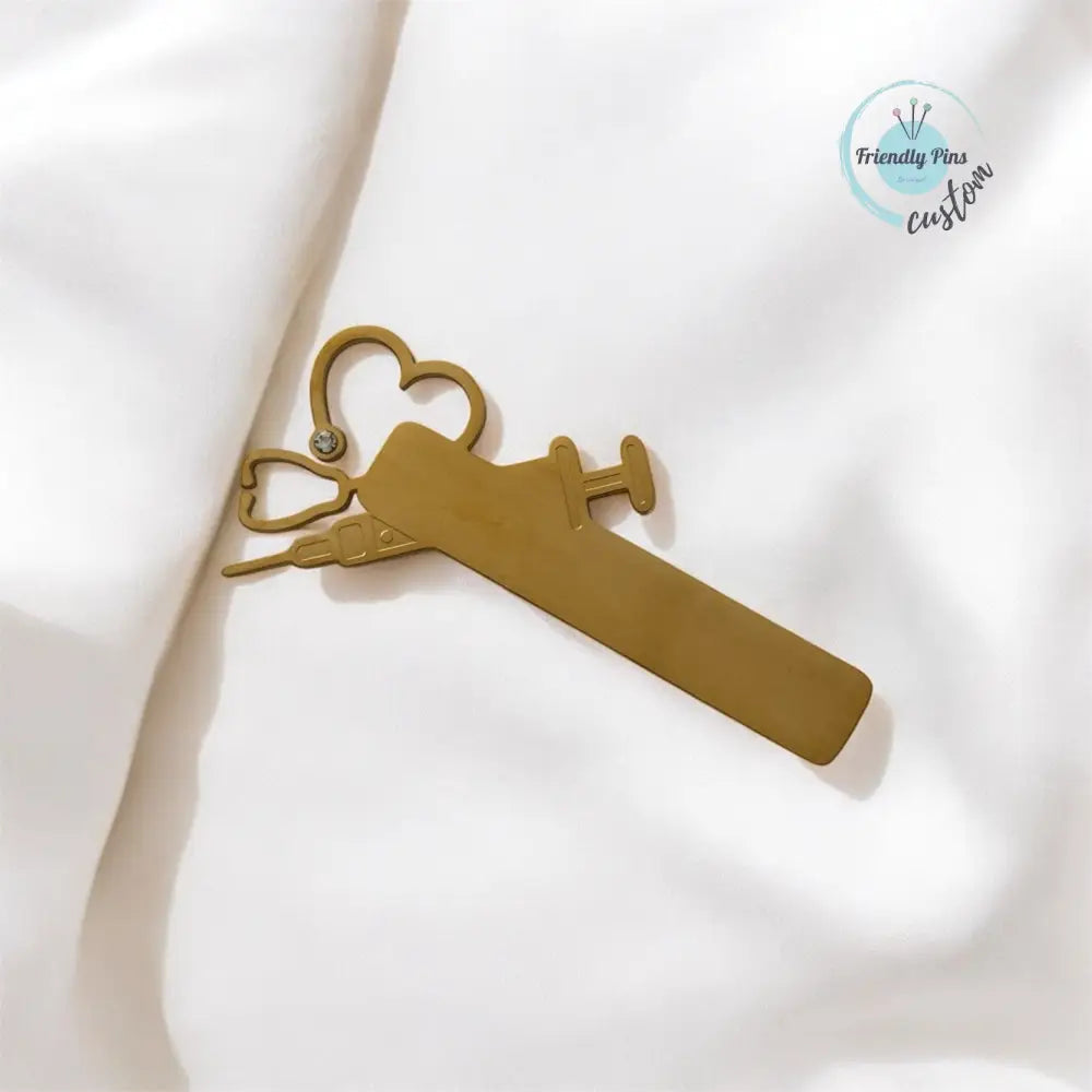 Ecuson- Seringă și Stetoscop Auriu